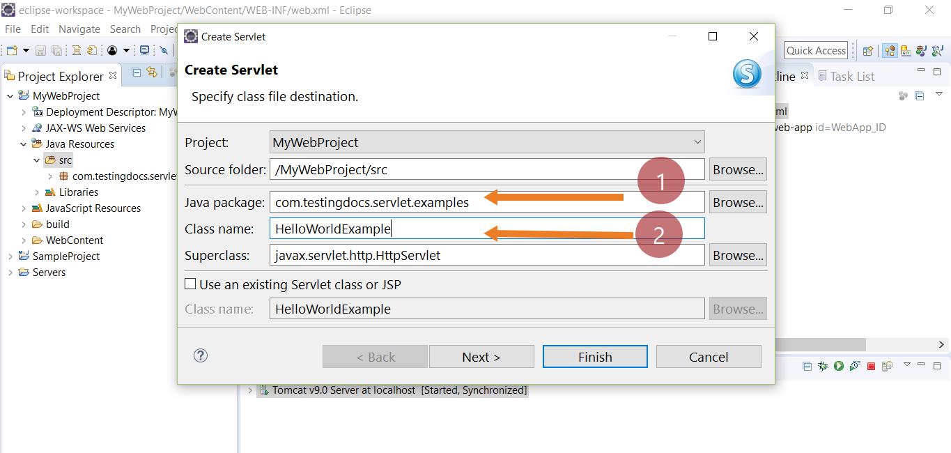 Create Servlet Window