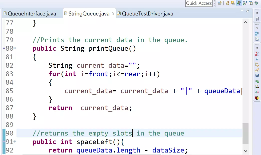 Queue Java Program