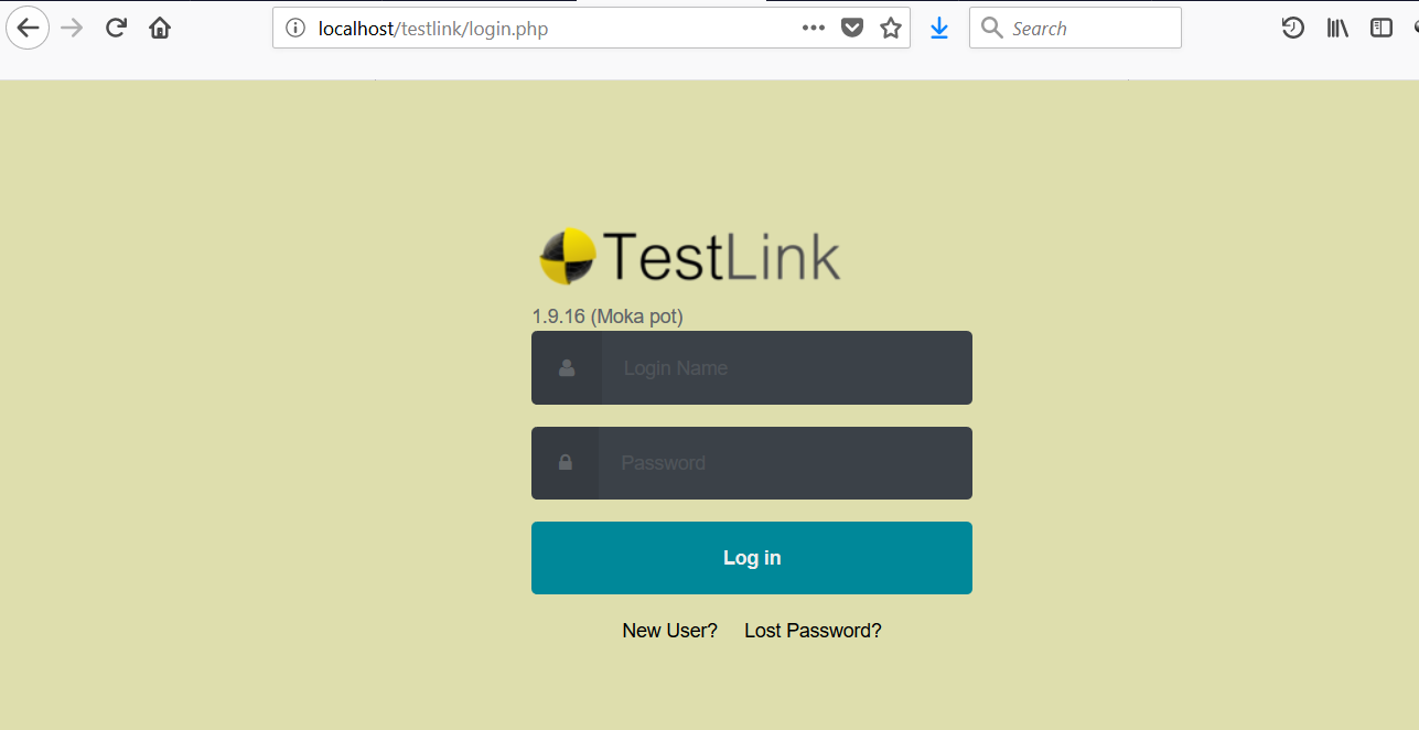 TestLink Login Page