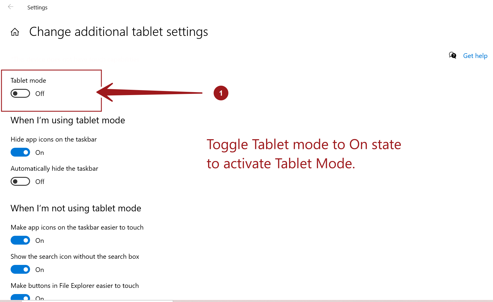 Activate Tablet Mode Windows 10