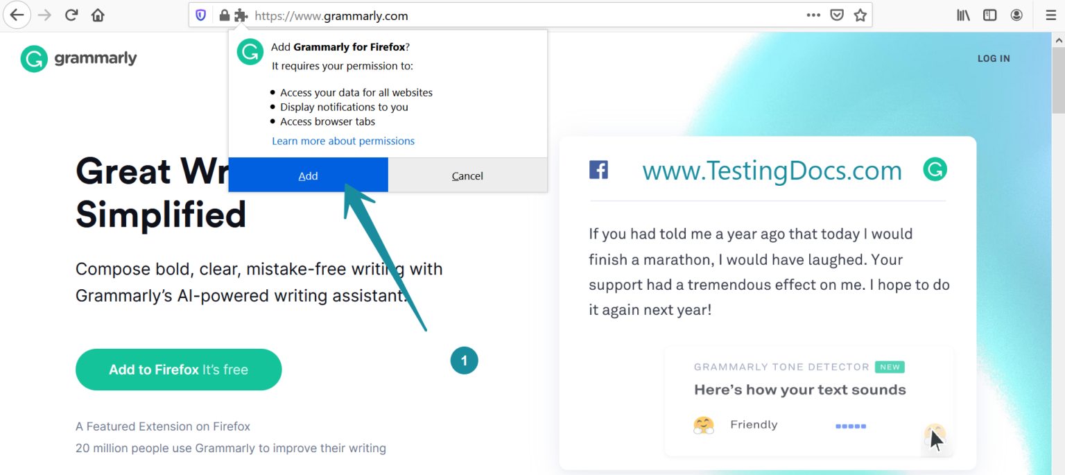 How to Install Grammarly Firefox Plugin - TestingDocs.com