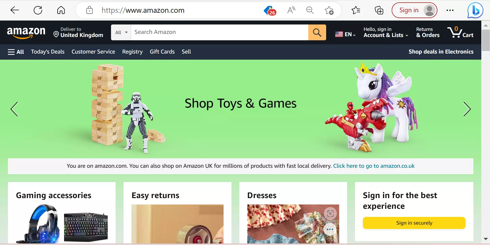 Amazon E-commerce website