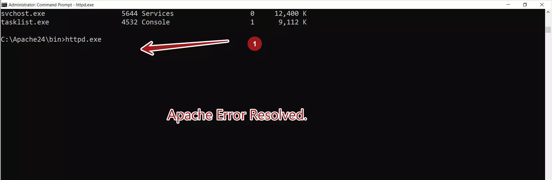 Apache Error Resolved