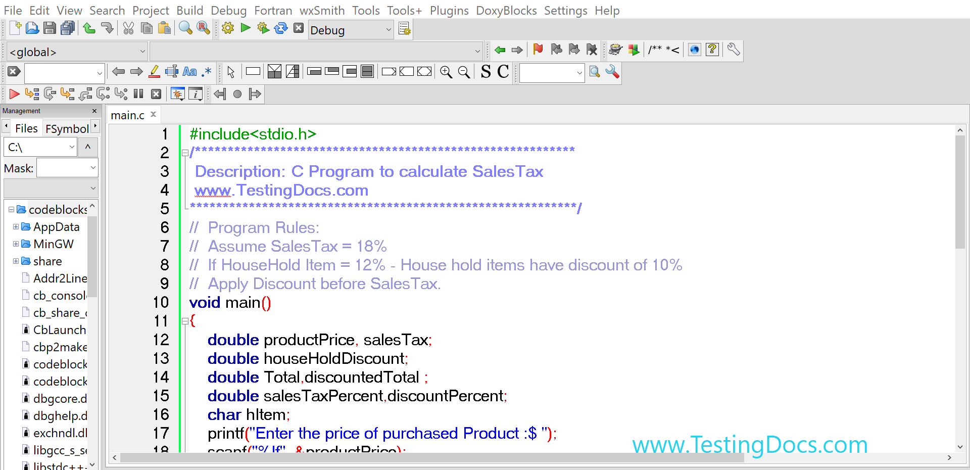 C Program Sales Tax
