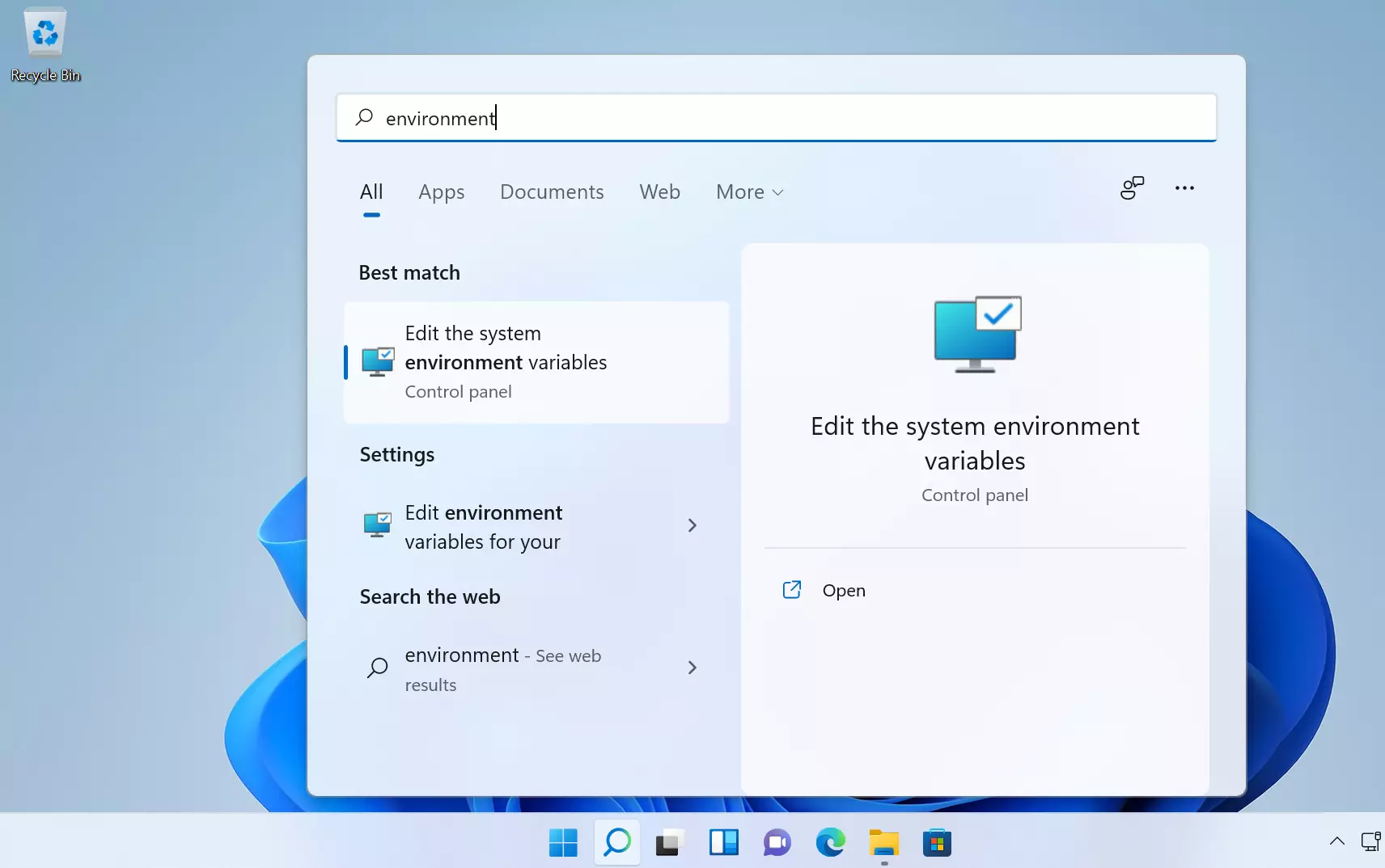 Edit Environment Variables Windows 11