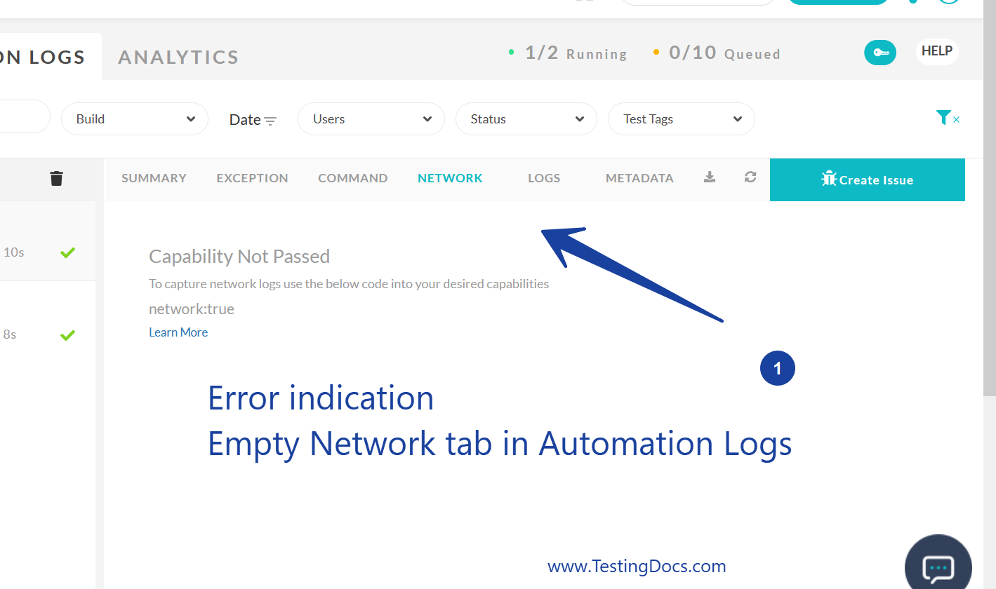 Empty Network Tab Cloud