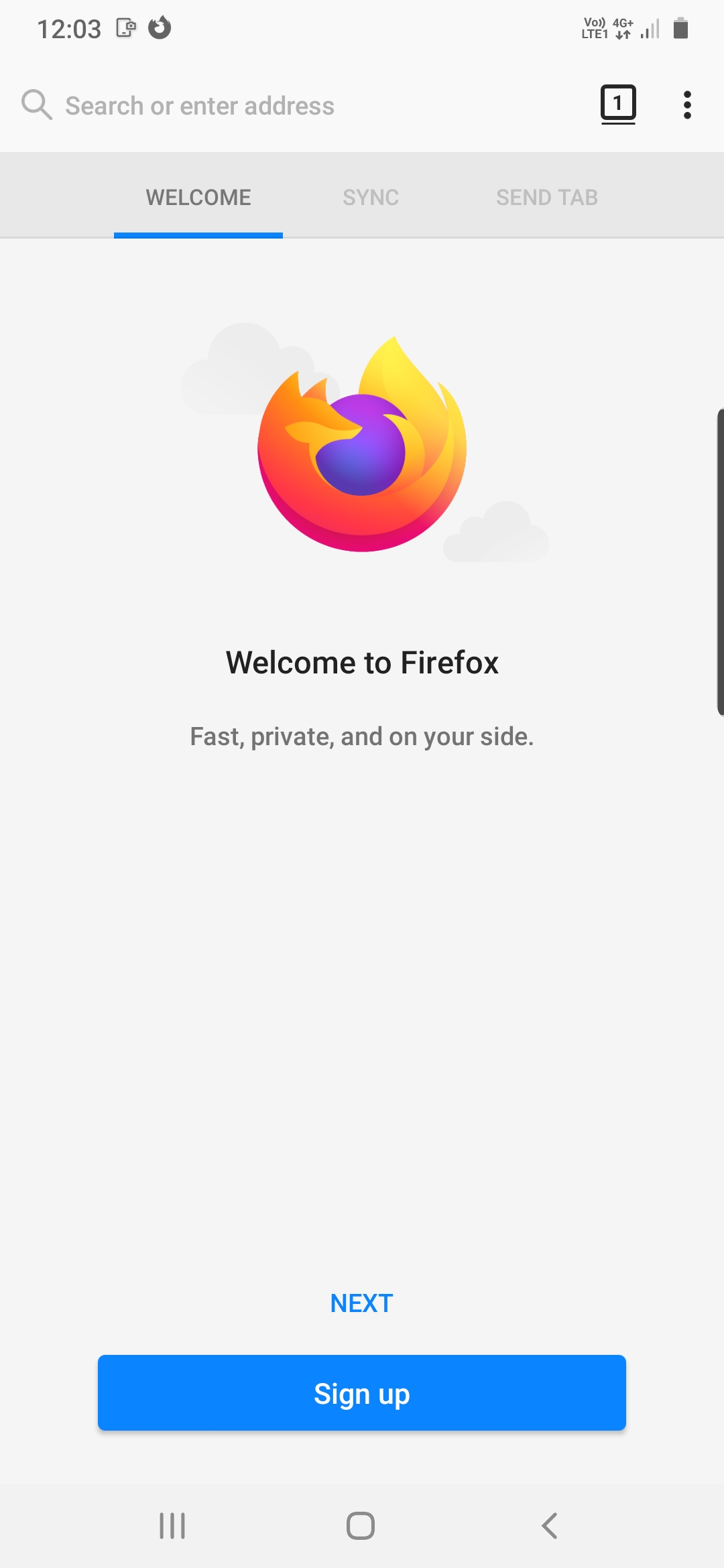 Firefox Installed on Samsung Phone