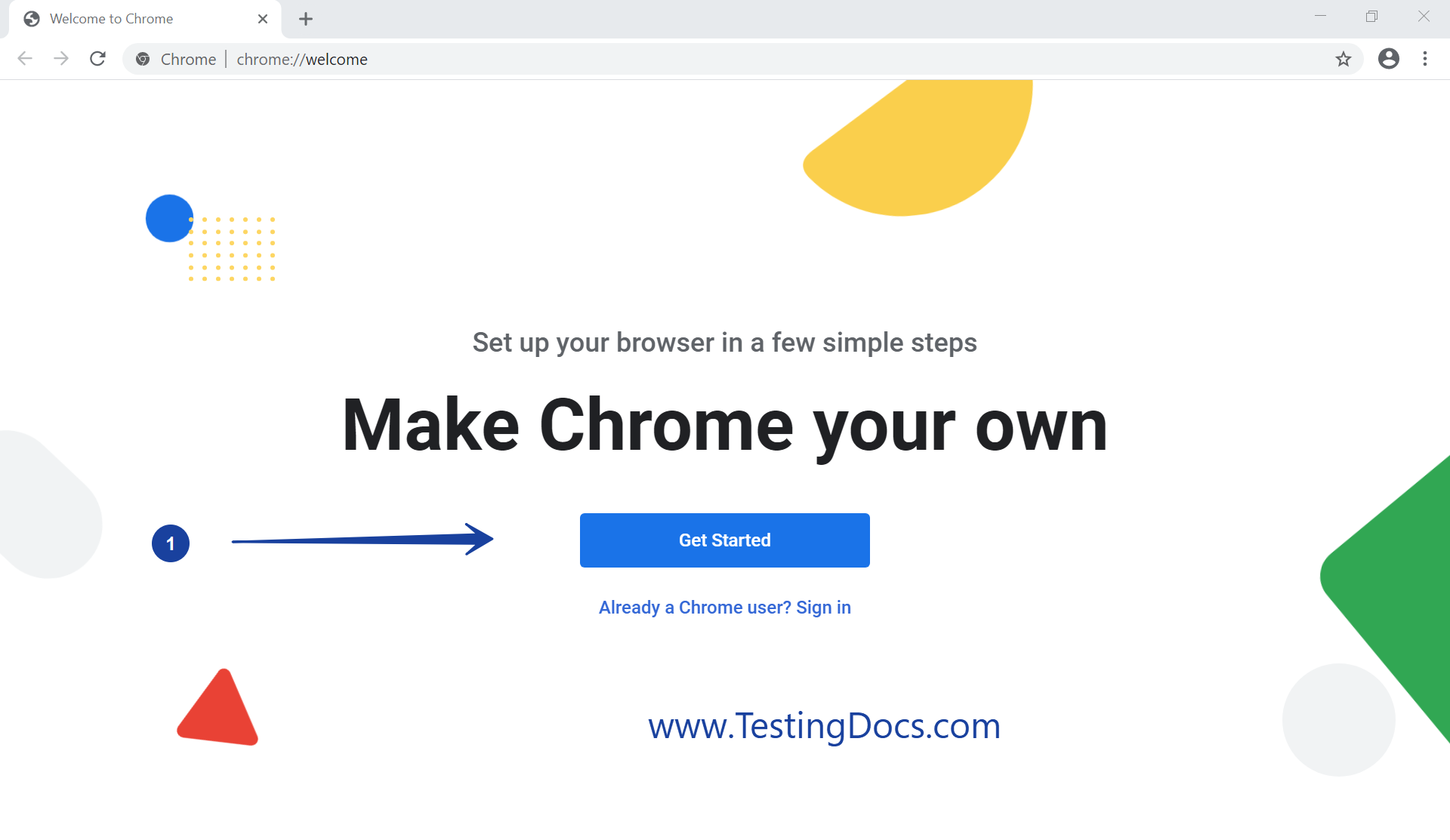 Google Chrome Welcome Screen