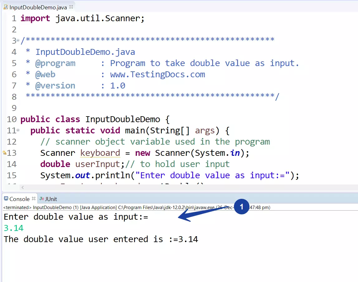Input Double value Java Program