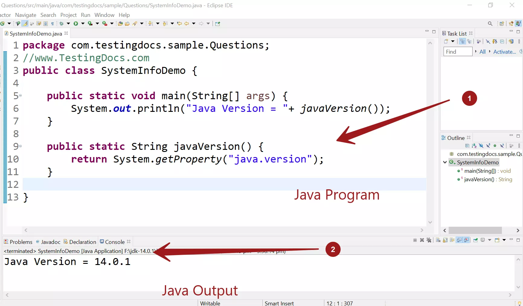 Java version java program