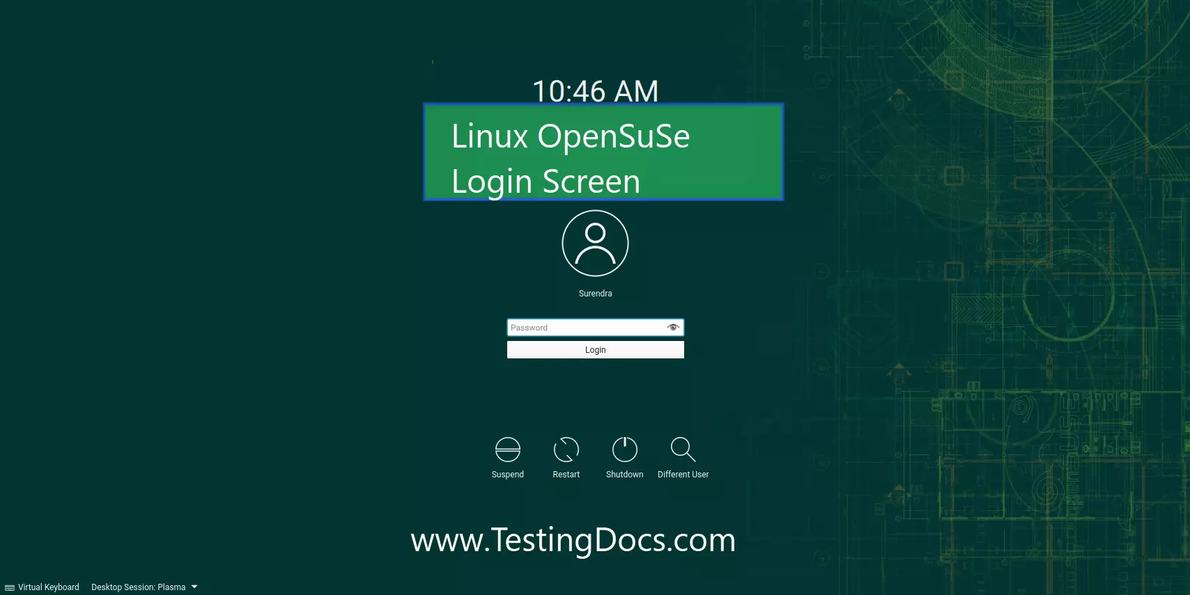 Linux Login Screen OpenSUSE