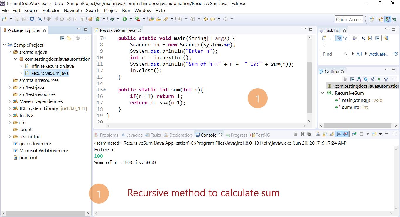Recursive method to calculate the sum