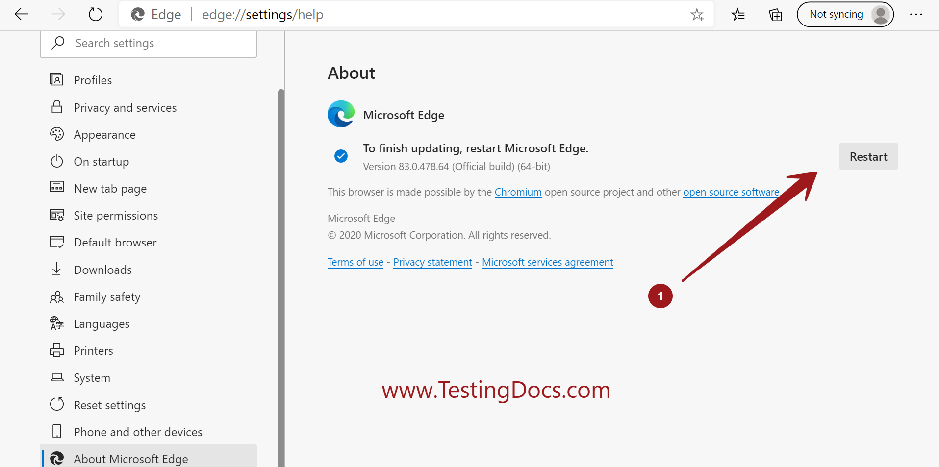 Restart Microsoft Edge browser