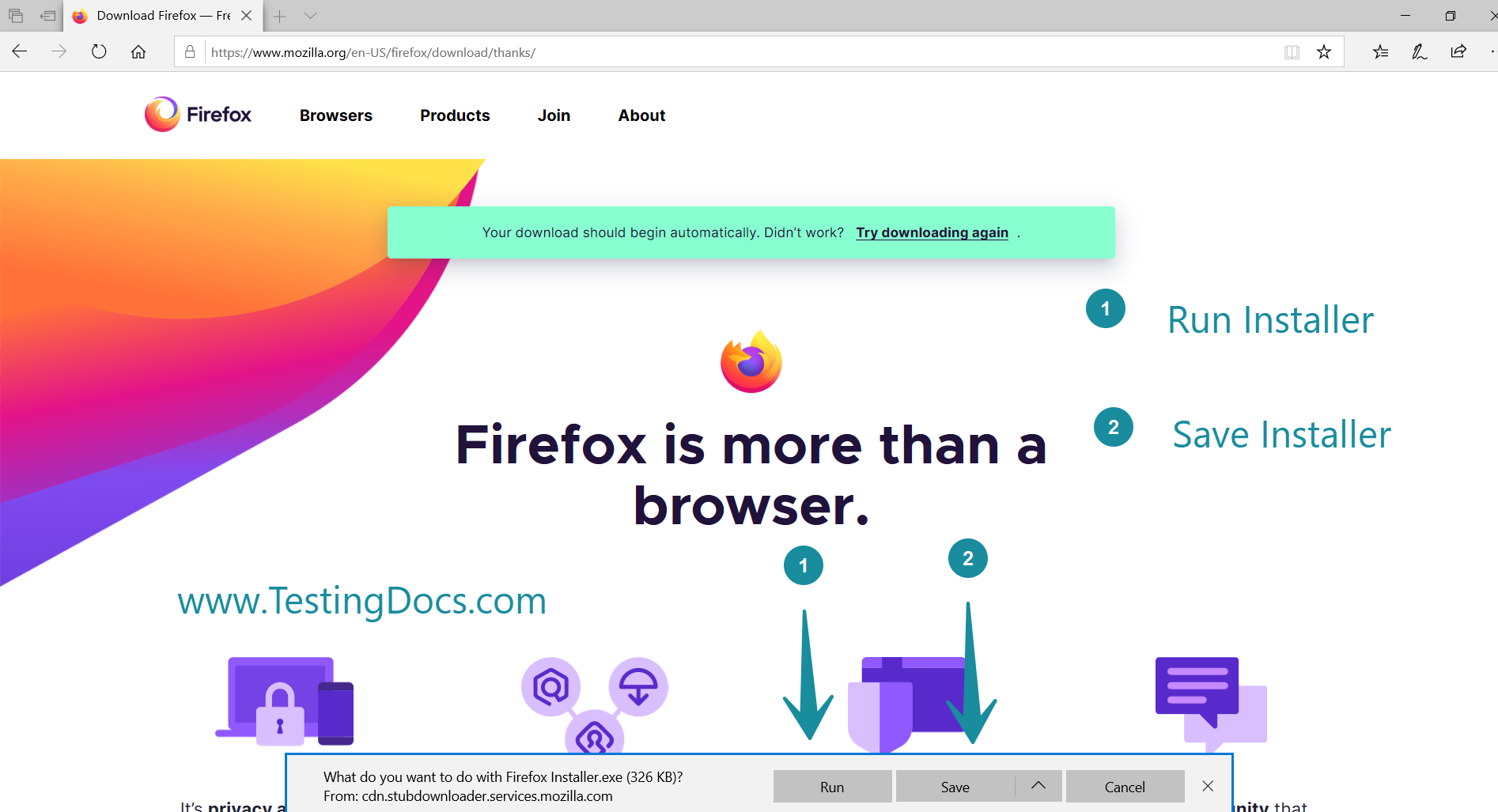 Save the Firefox Installer