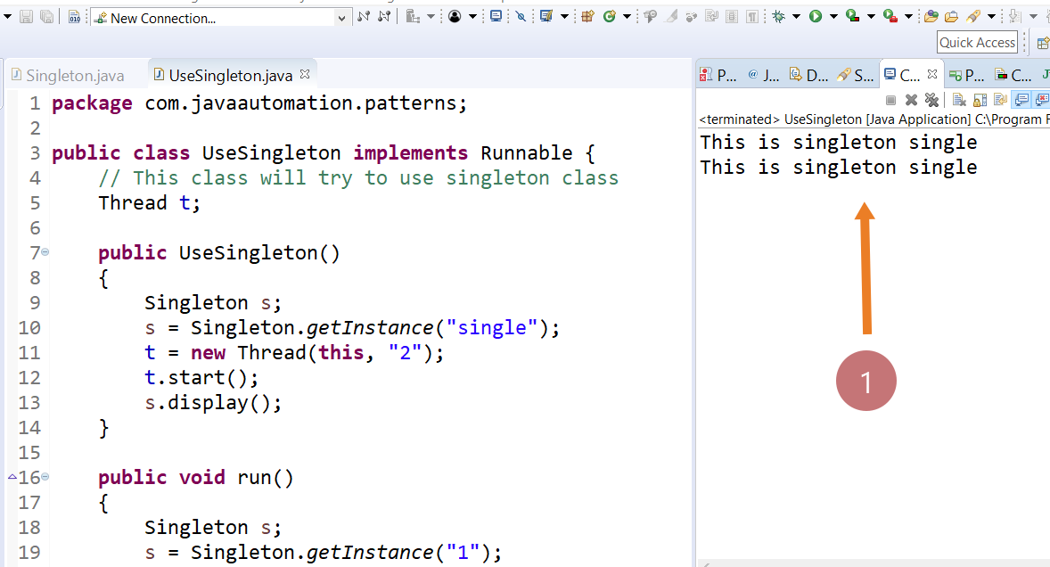 Singleton Java program