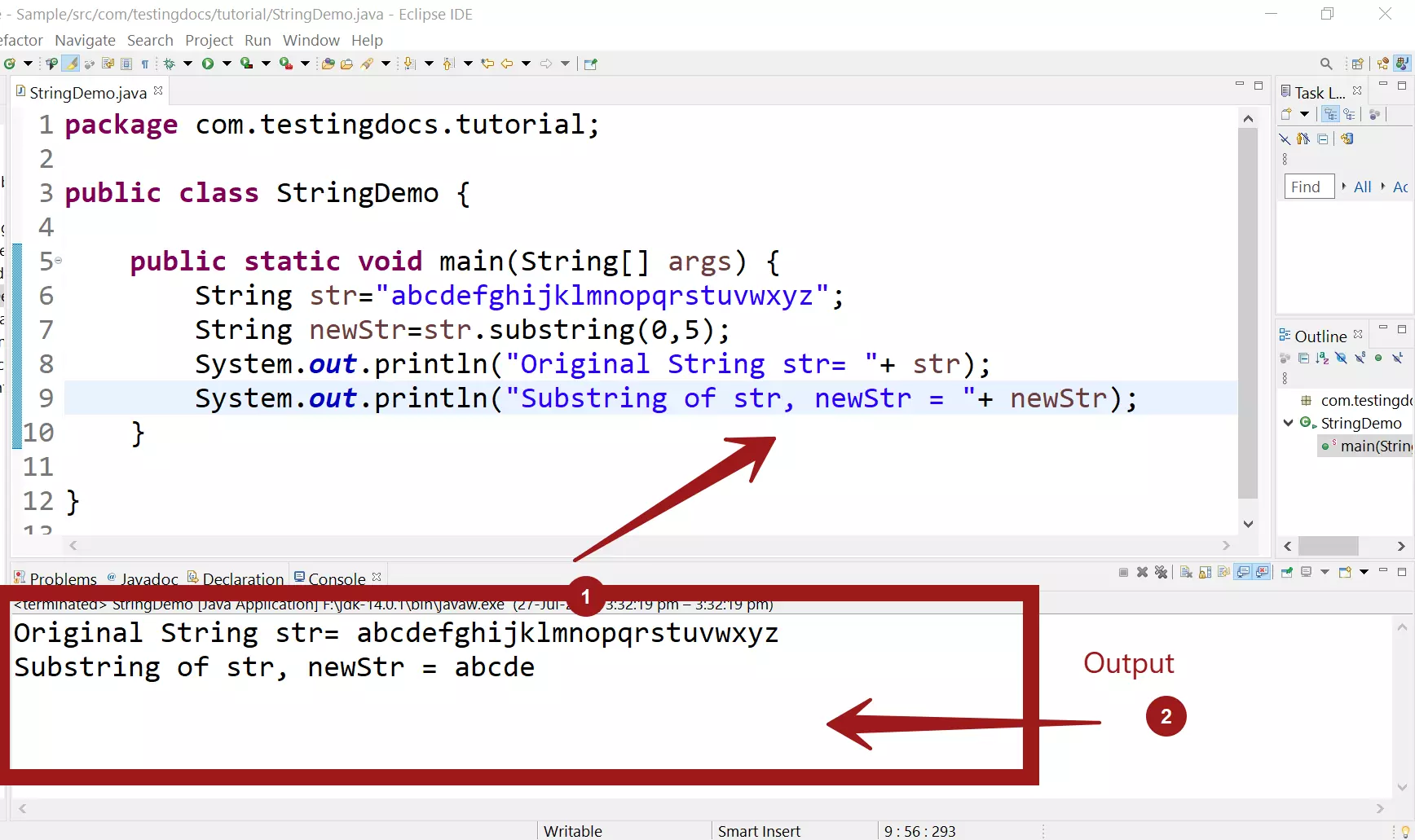 String Substring demo