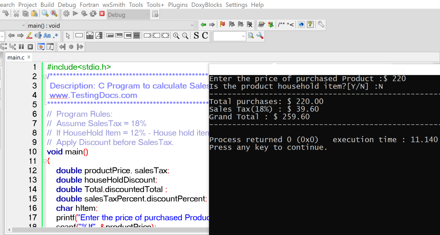 C Program to Calculate Sales Tax - TestingDocs