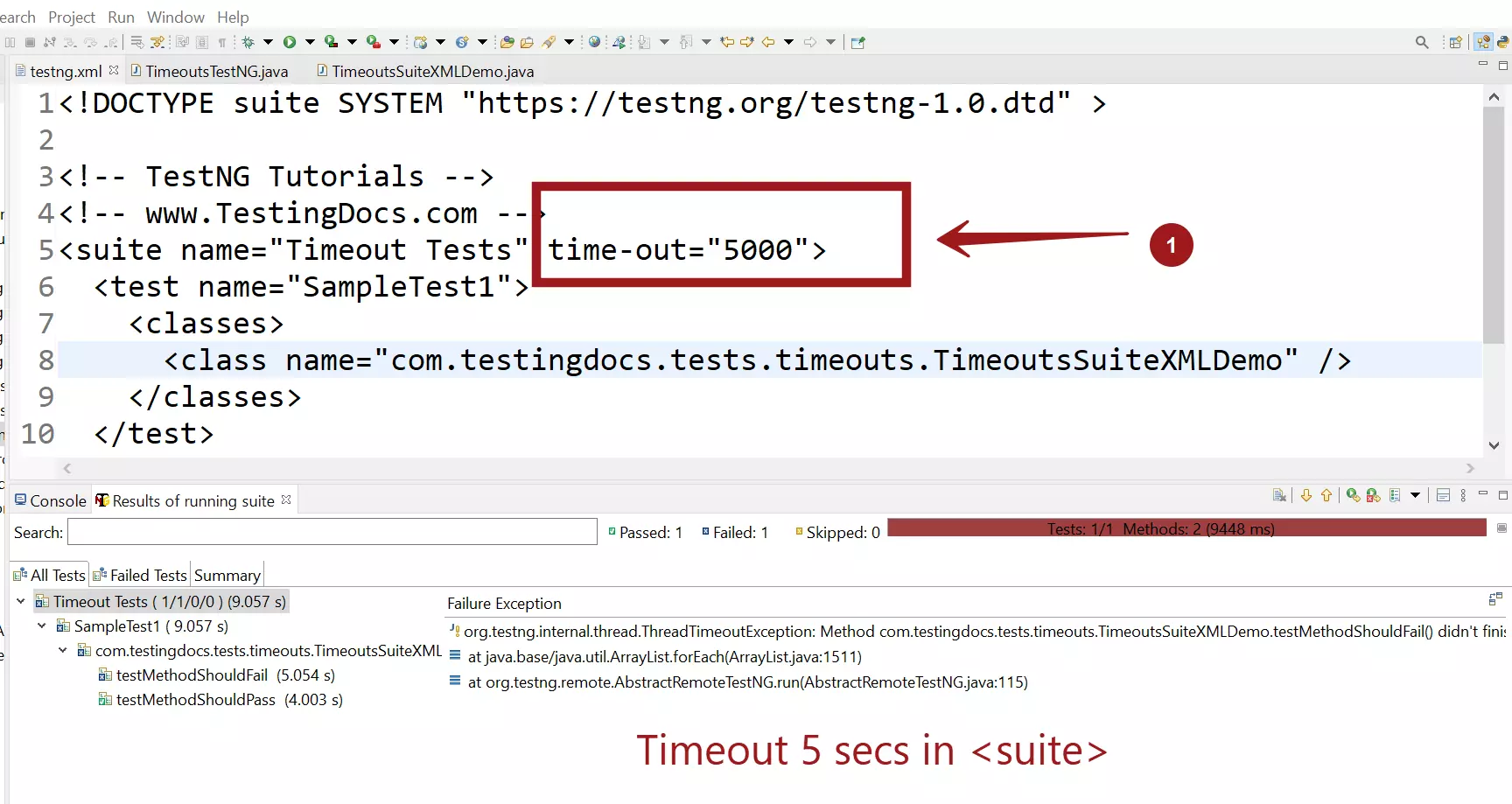 Timeout Five Secs Suite XML