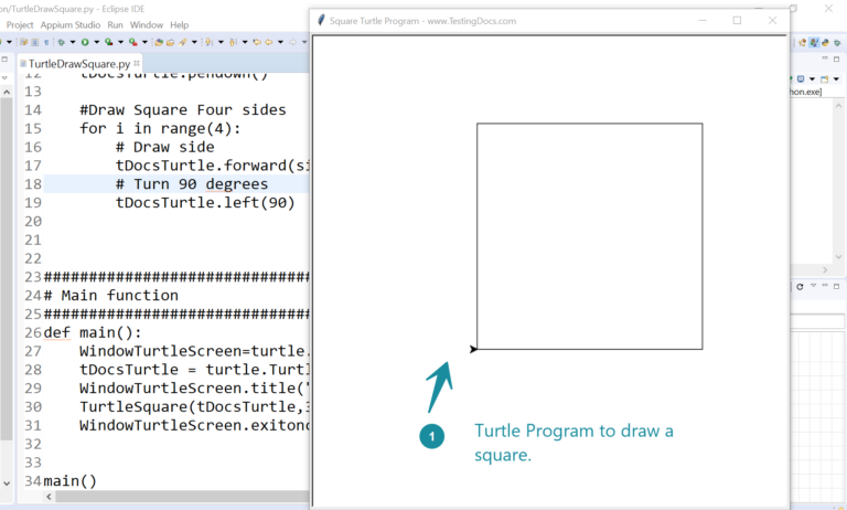 How to draw a Square using Turtle Graphics - TestingDocs.com