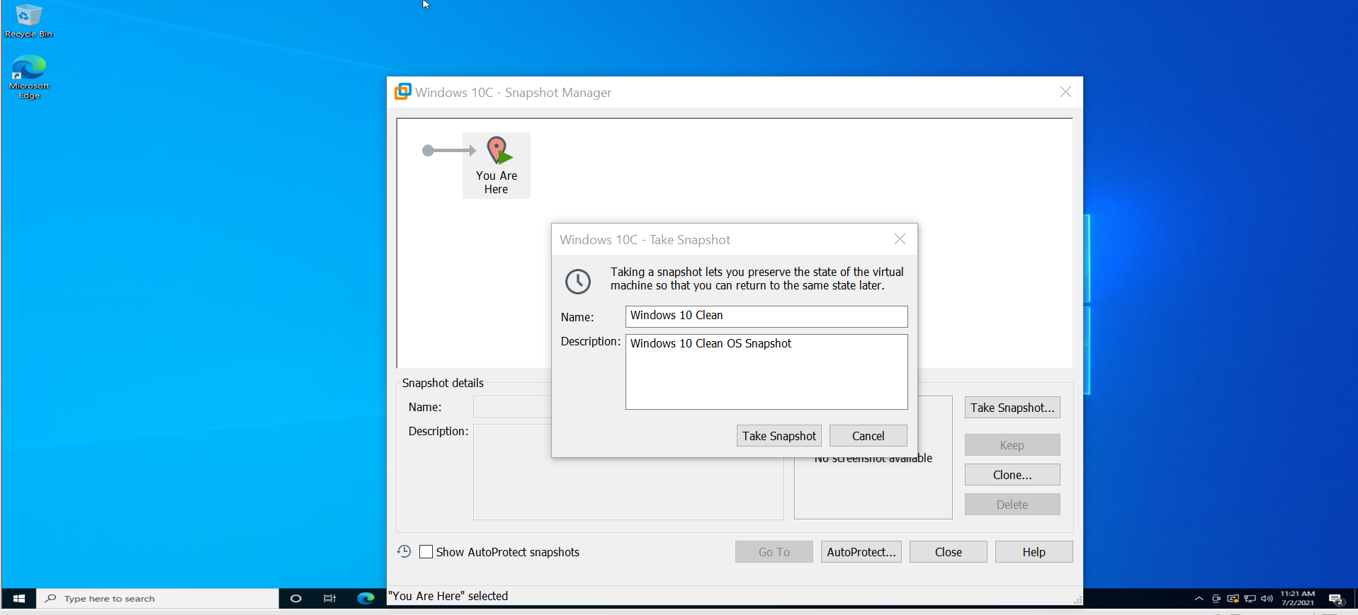 Windows 10 Clean OS Snapshot