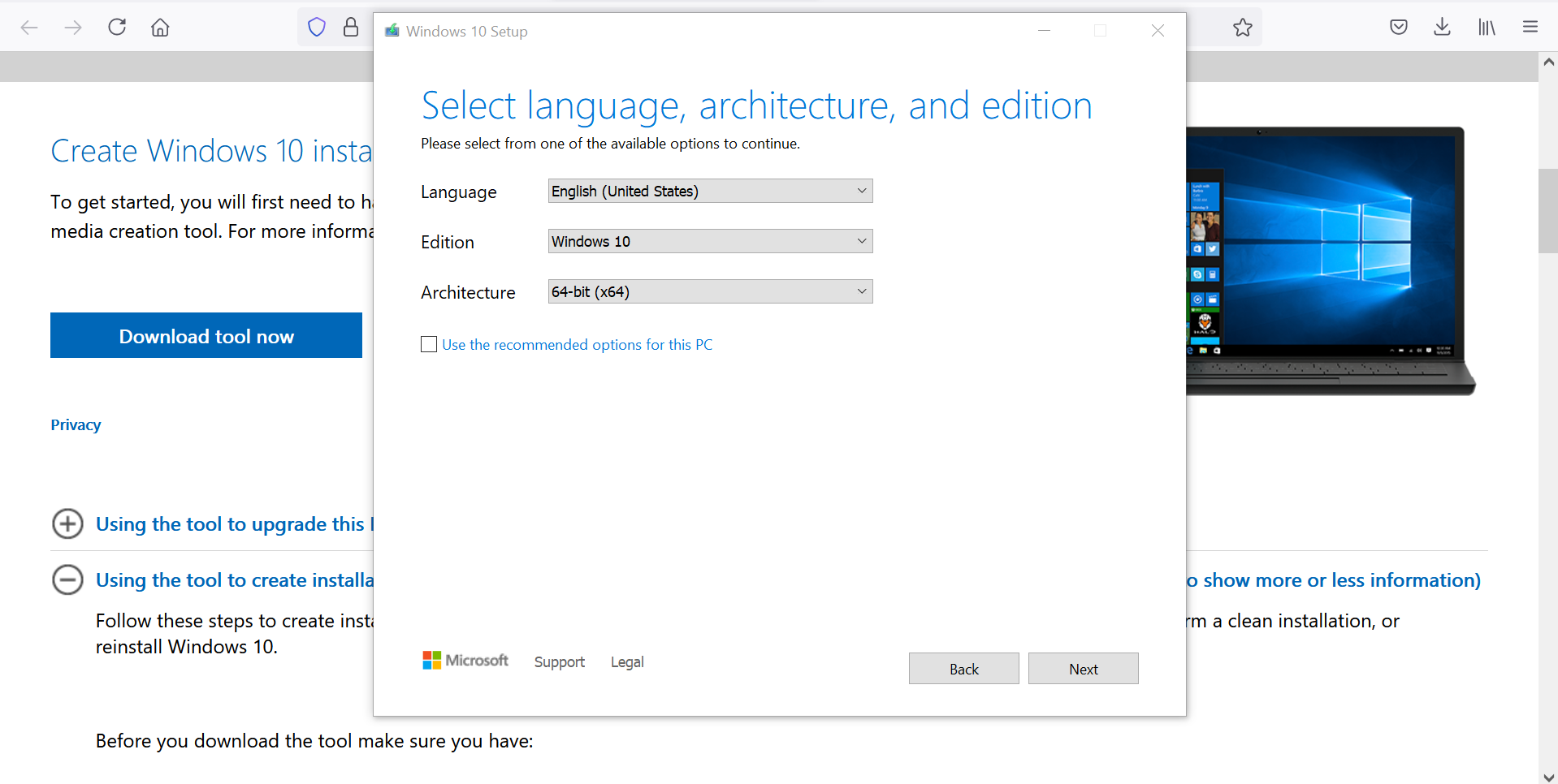 Windows 10 ISO Options