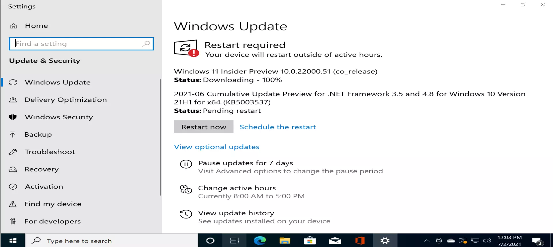 Windows 11 Insider Preview Download Screen