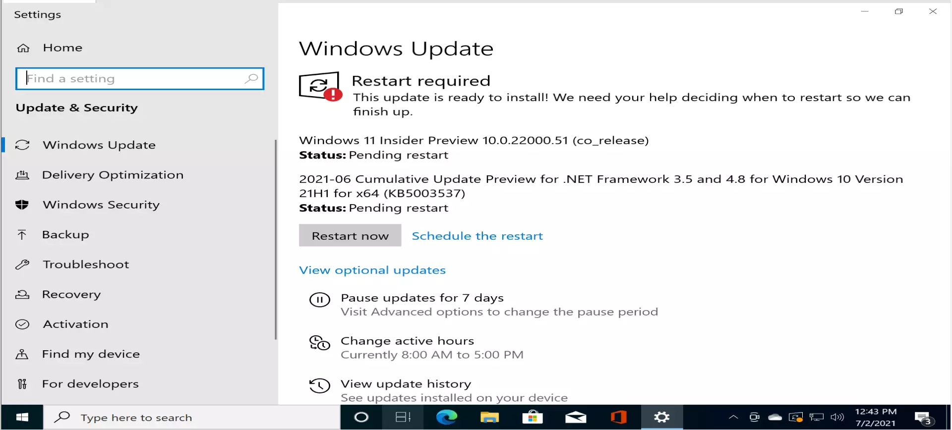 Windows 11 Insider Review Pending Restart