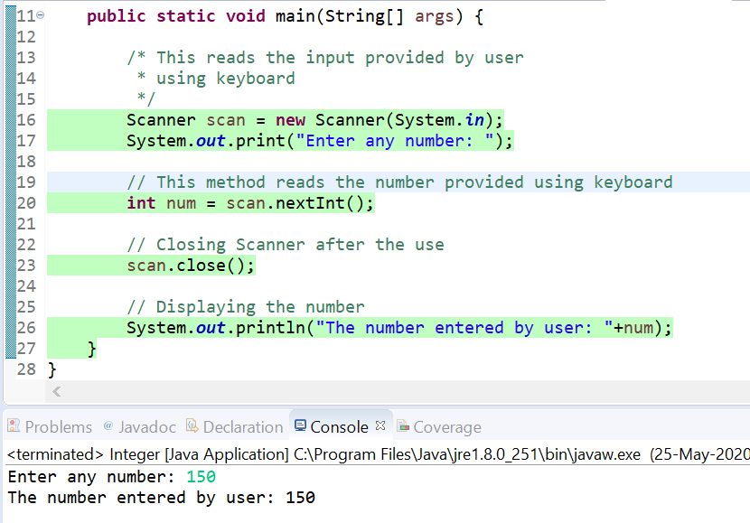 Java Program To Read An Integer