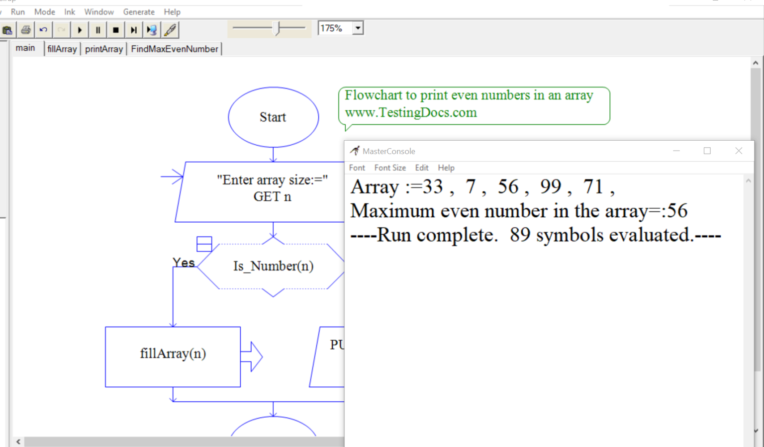 Raptor flowchart to print the largest even number in a set of numbers ...
