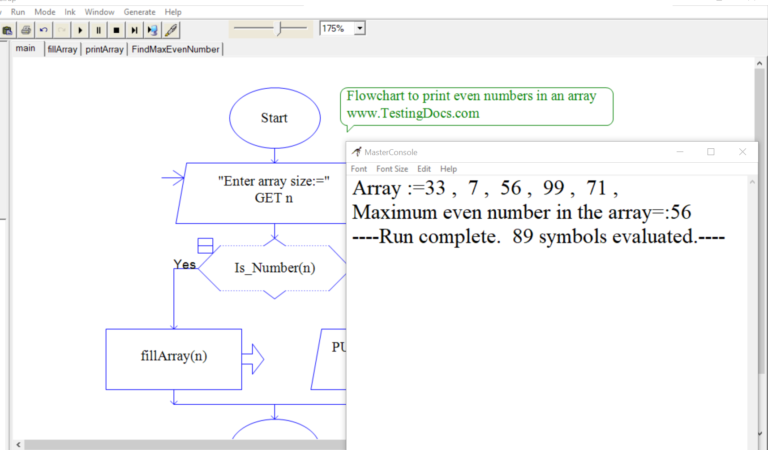 Raptor flowchart to print the largest even number in a set of numbers ...