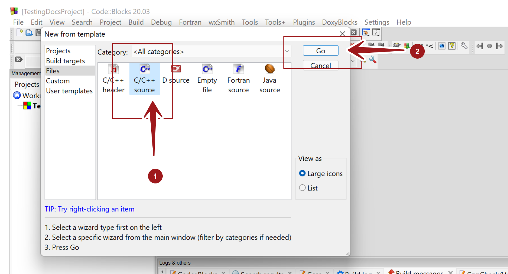 Add C++ Source Code Files CodeBlocks IDE