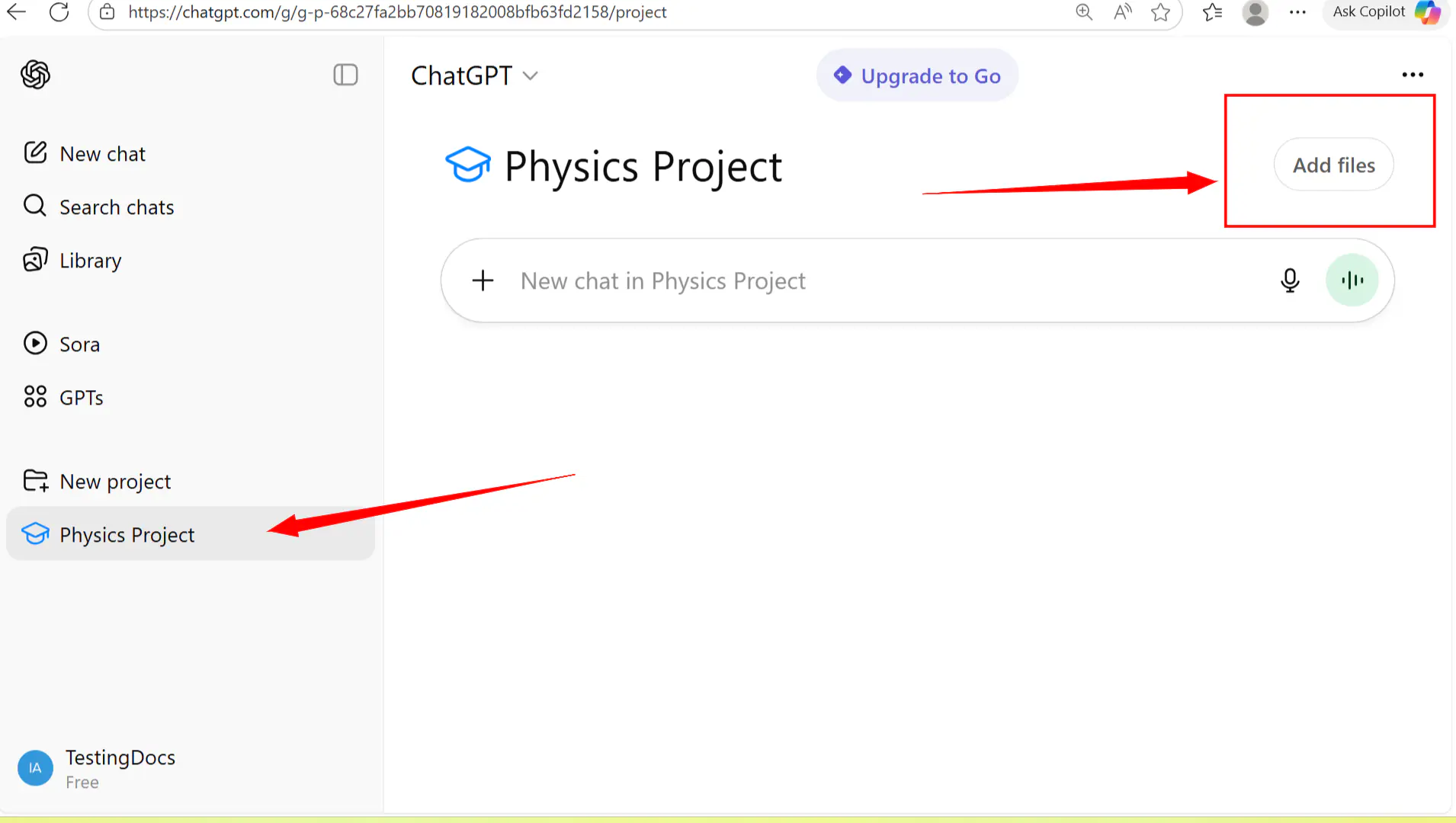 Add Files ChatGPT Project