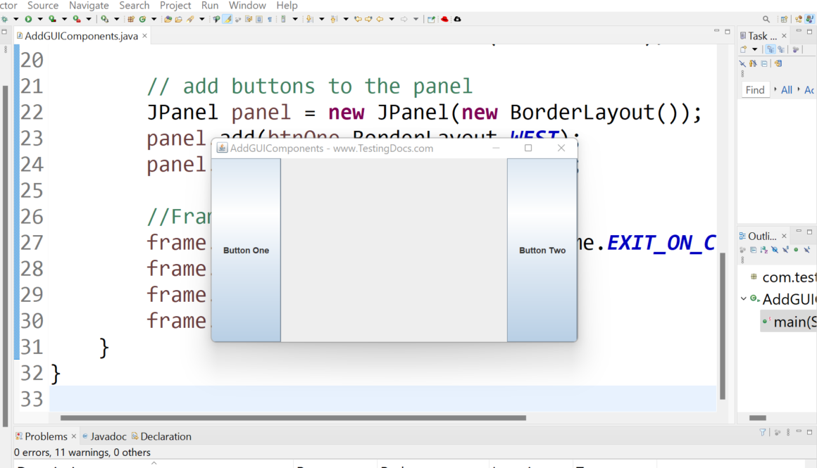 Add GUI Components Swing