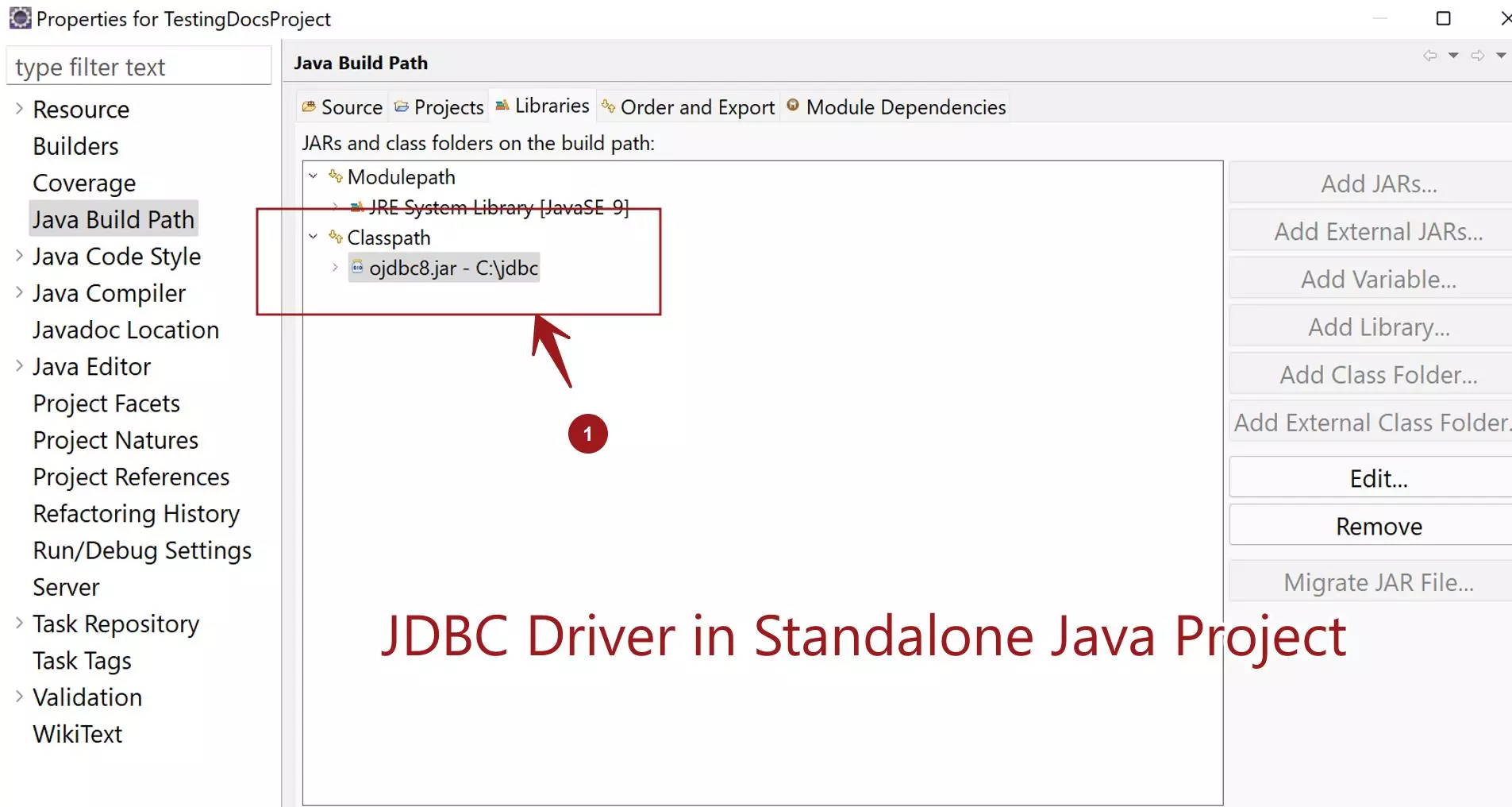 Add JDBC Driver Classpath Eclipse