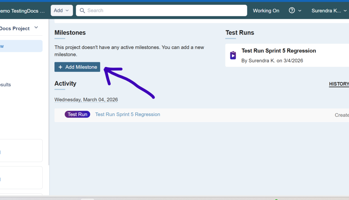 Add Milestone TestRail