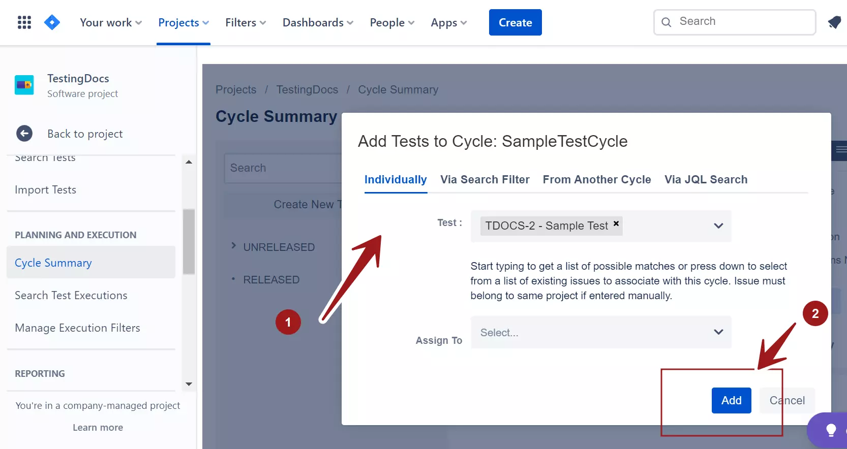 Add Tests to Cycle