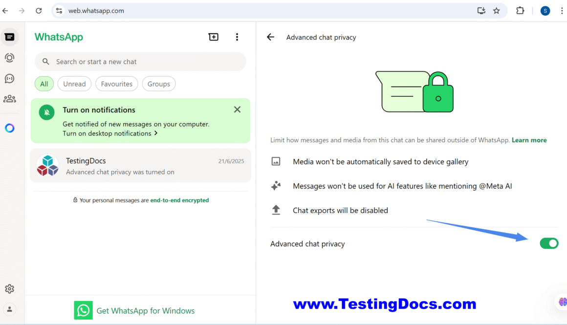 Advanced Chat Privacy WhatsApp
