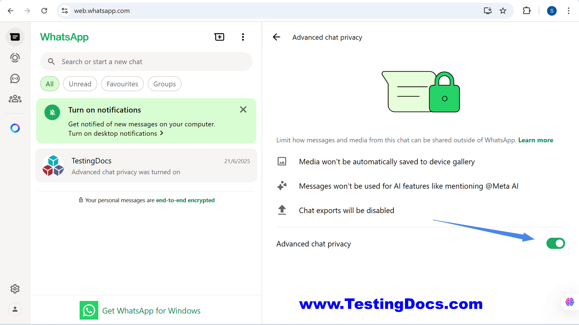 Advanced Chat Privacy WhatsApp