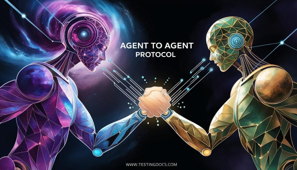 Agent to Agent Protocol_ depicting two autonomous AI agents