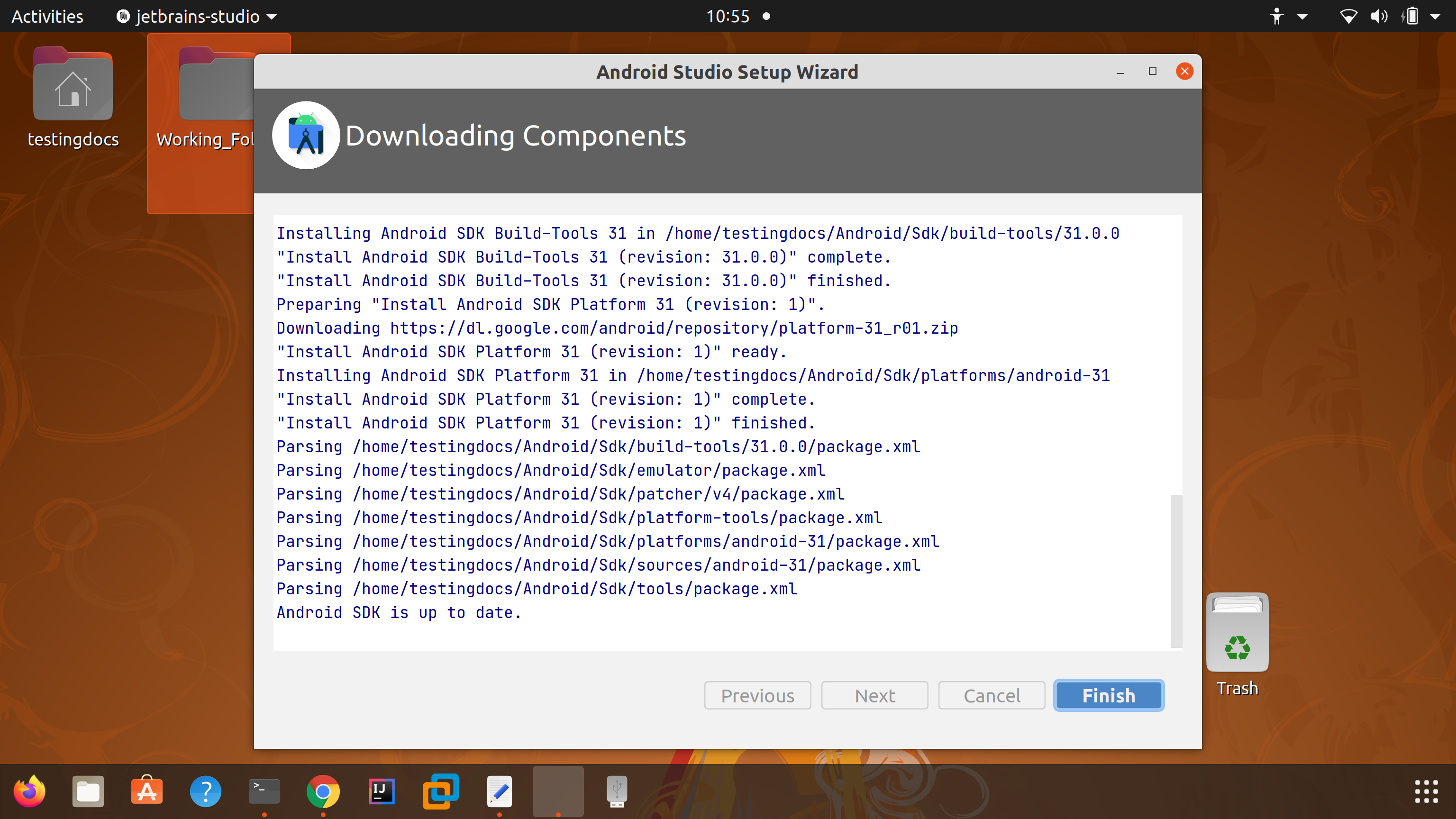 Android Studio Download Complete