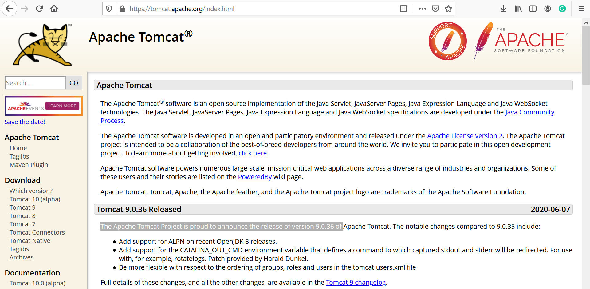 apache tomcat version