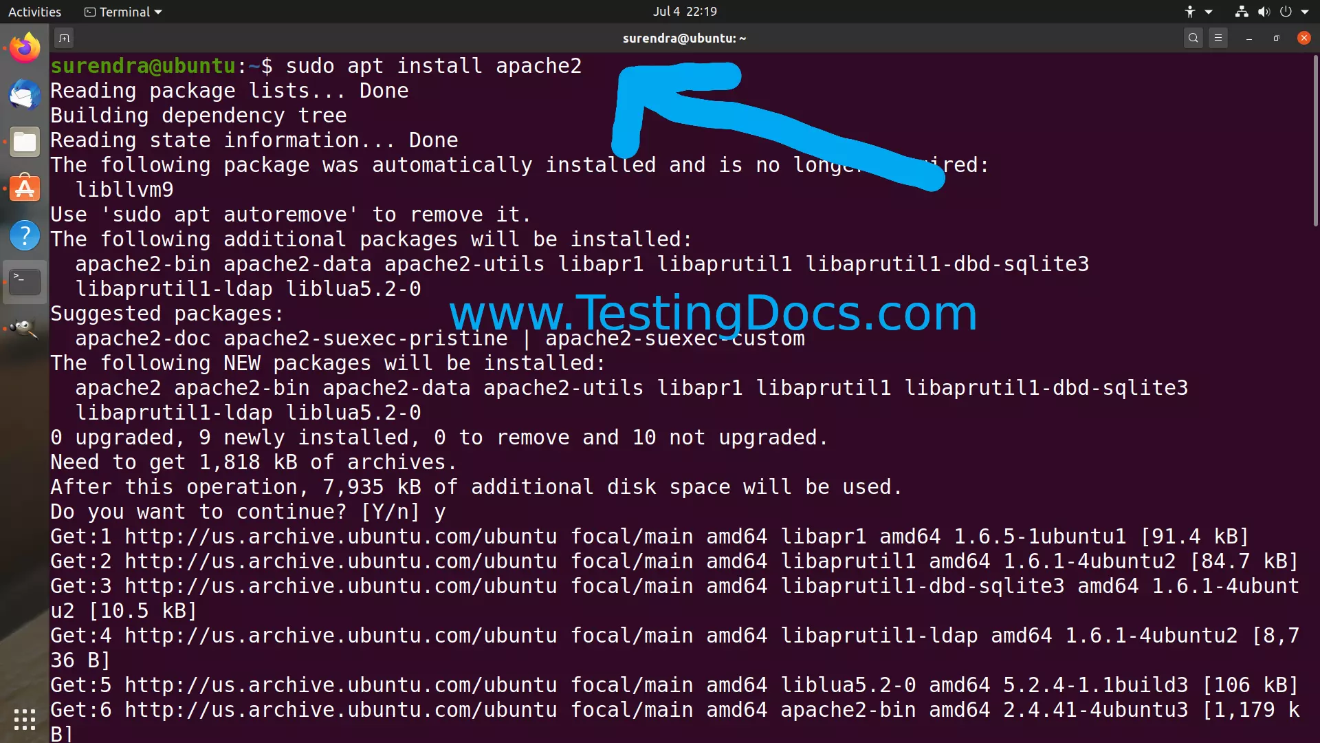 install apache http server linux