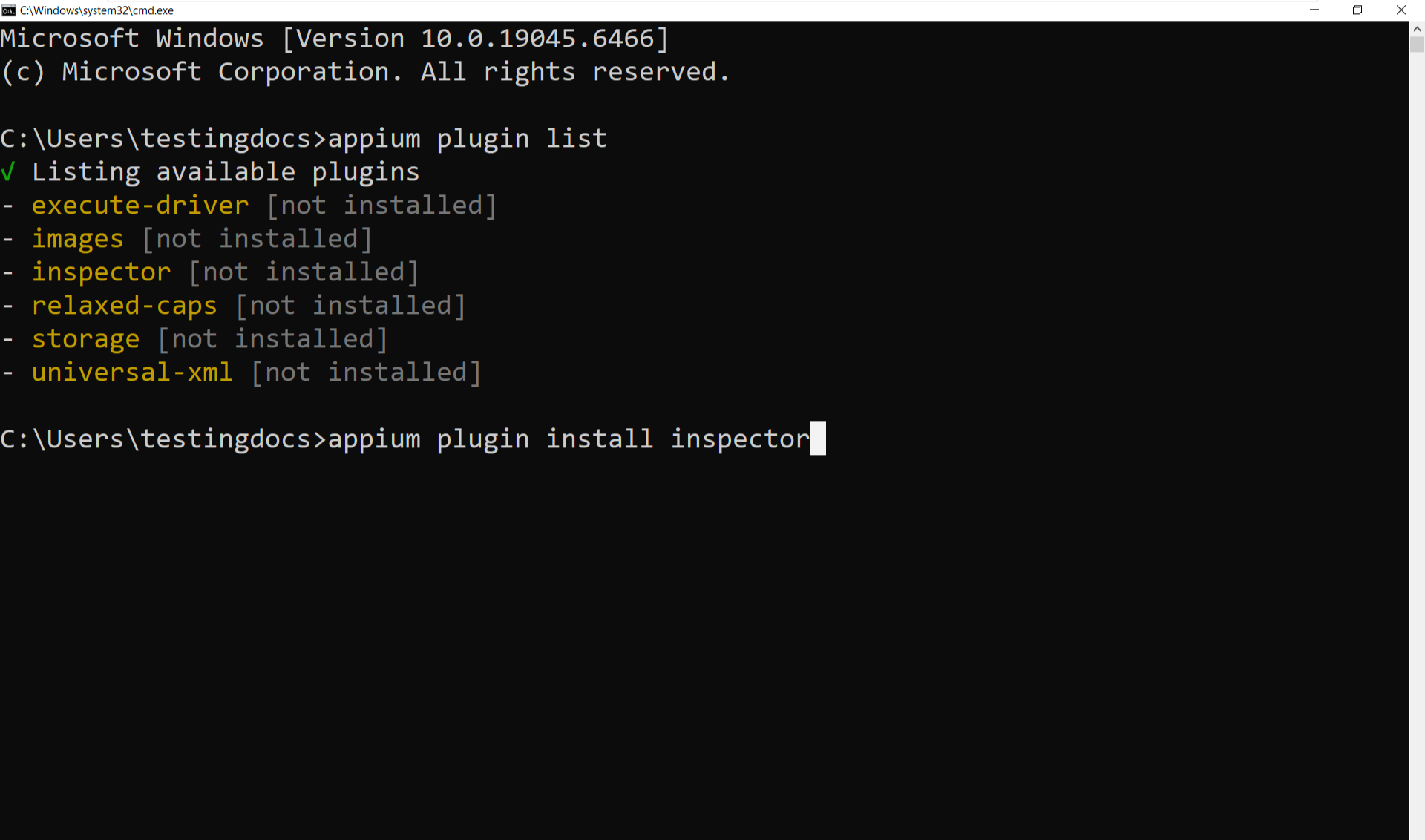 Appium 2 Inspector Plugin Install