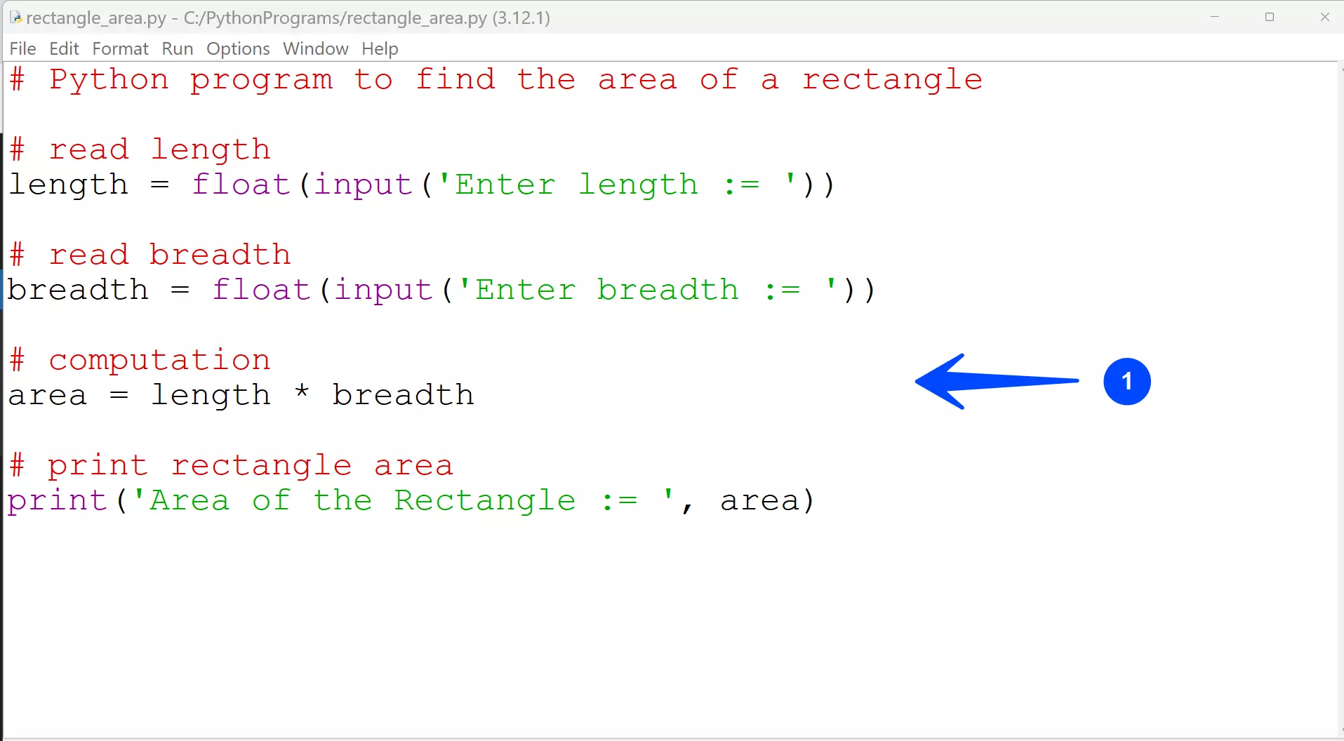 Area of Rectangle Python Program