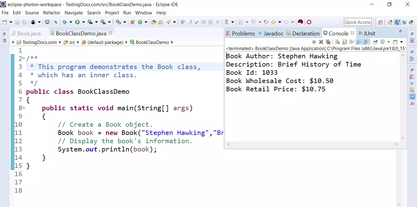 Book Demo Java Class