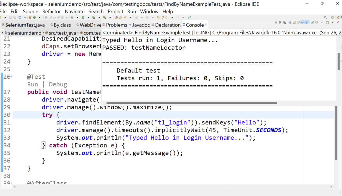 By.Name attribute Selenium Test