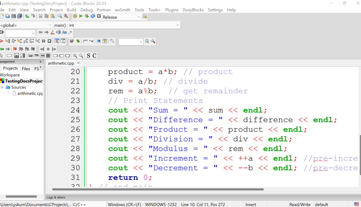 C++ Arithmetic Operators