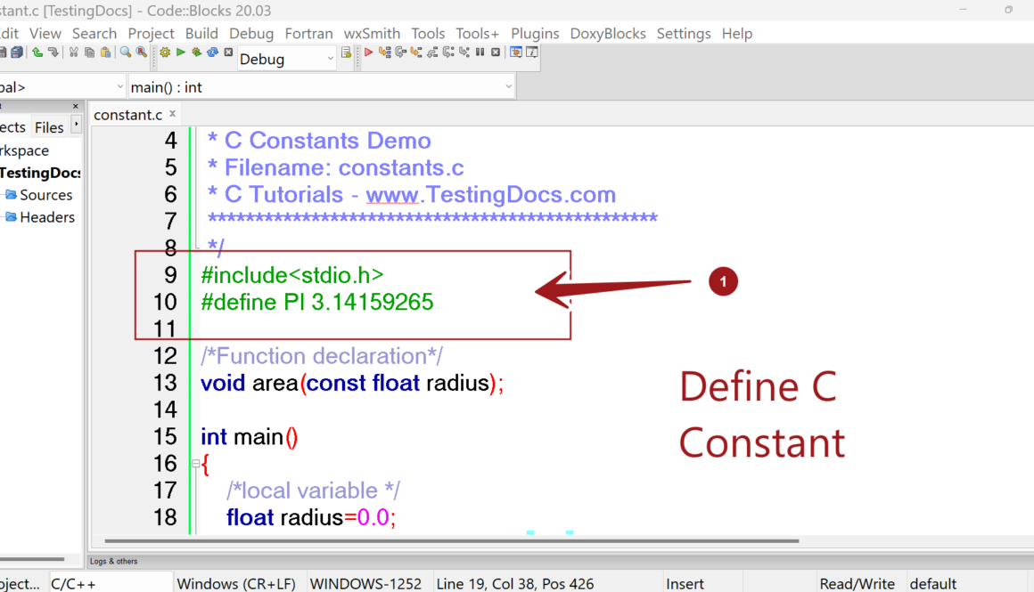 C Constants Define PI