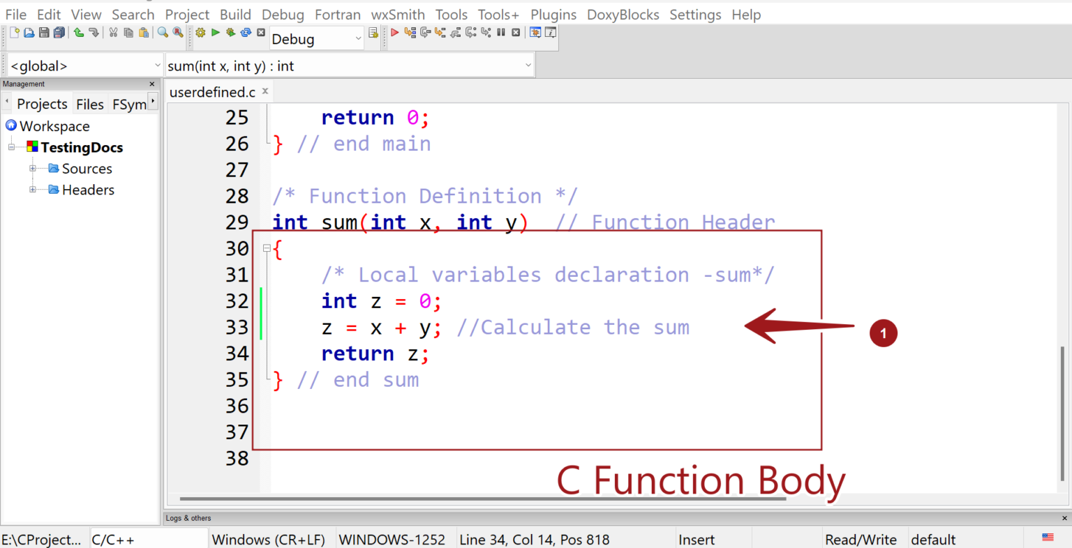 Structure of a C Function - TestingDocs.com