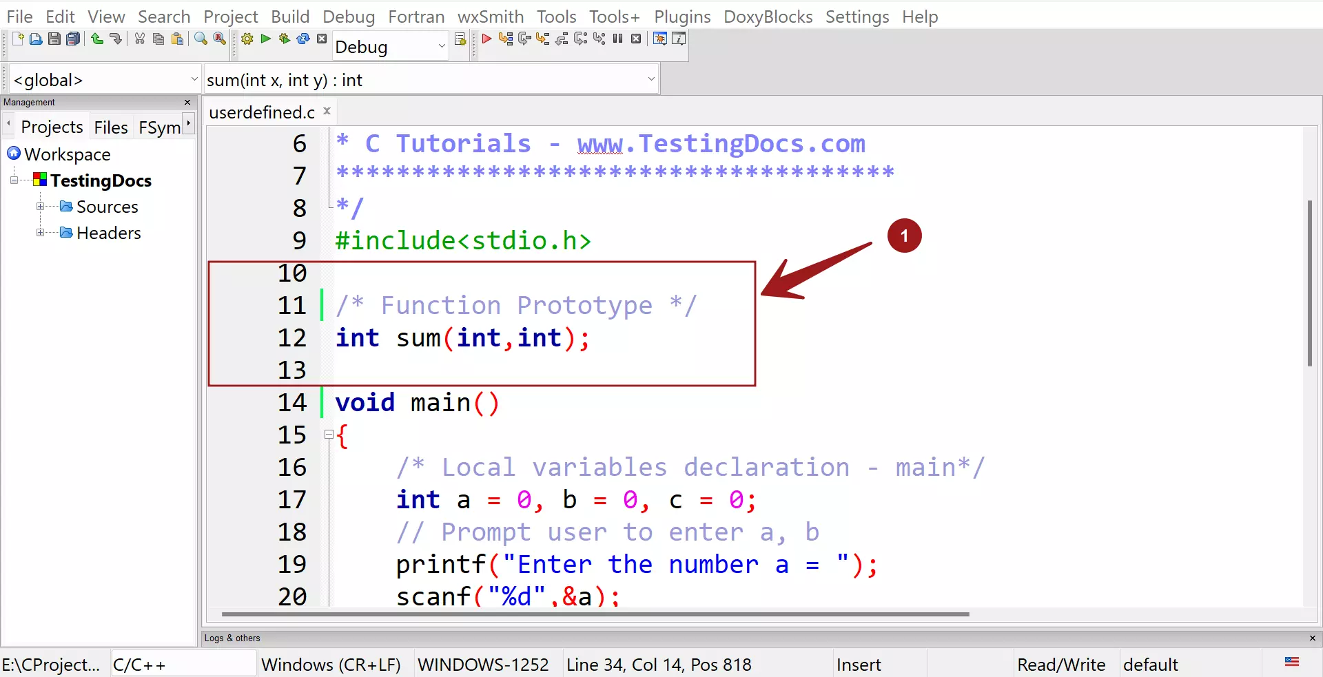 C Function Prototype